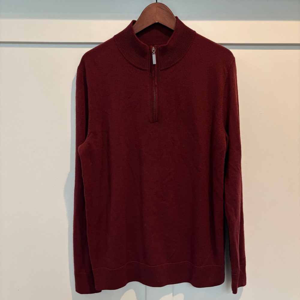 Artefact Quarter‎ Zip Sweater Mens Medium Burgundy Mock Neck Pullover